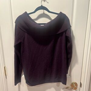 Minnie Rose 100% Cashmere Off the Shoulder Sweater in Purple Size XL